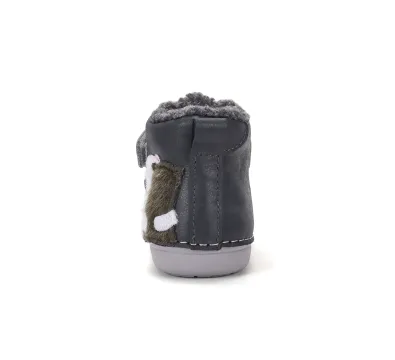 W066-62479A Marine Grey 02 D.D.Step kisfiú, bélelt bokacipő, sötét/világos szürke, jegesmedve mintás, hátulnézet